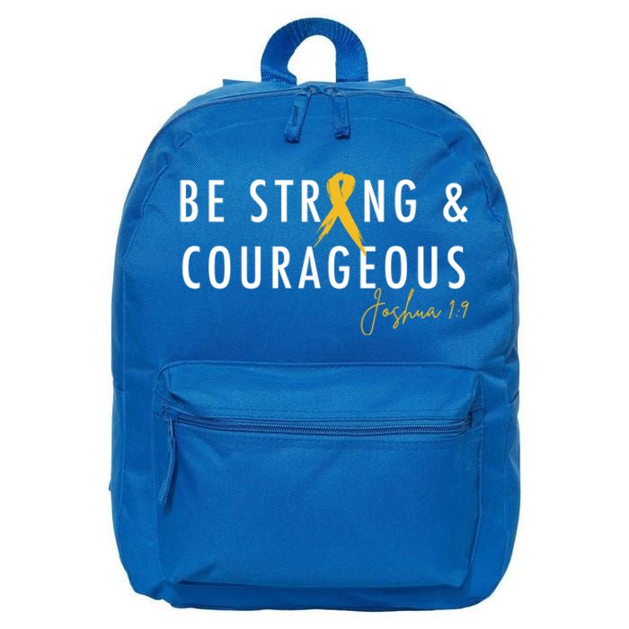 Be Strong And Courageous Hood Cancer Awareness Ribbon Great Gift 16 in Basic Backpack