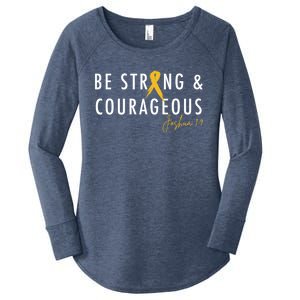 Be Strong And Courageous Hood Cancer Awareness Ribbon Great Gift Women's Perfect Tri Tunic Long Sleeve Shirt