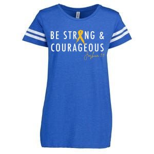 Be Strong And Courageous Hood Cancer Awareness Ribbon Great Gift Enza Ladies Jersey Football T-Shirt