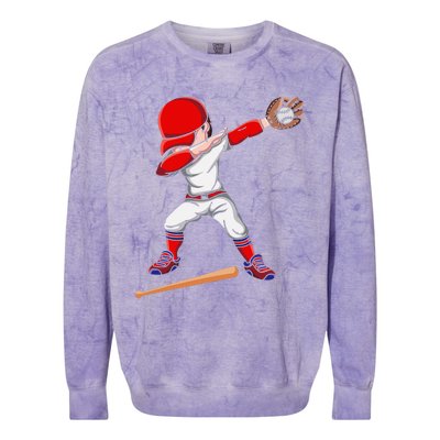 Baseballer Sports Athlete Dabbing Baseball Player Colorblast Crewneck Sweatshirt