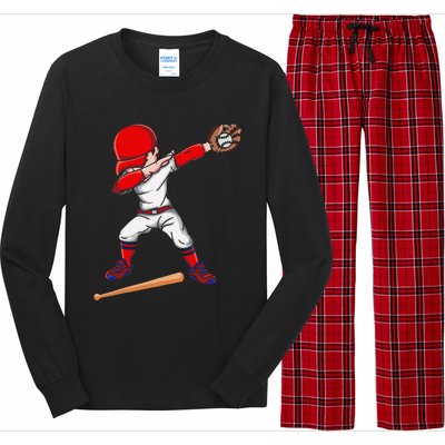 Baseballer Sports Athlete Dabbing Baseball Player Long Sleeve Pajama Set