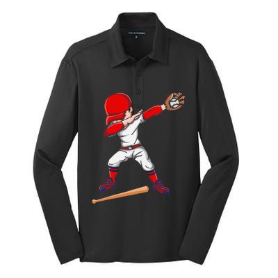 Baseballer Sports Athlete Dabbing Baseball Player Silk Touch Performance Long Sleeve Polo