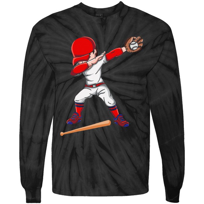 Baseballer Sports Athlete Dabbing Baseball Player Tie-Dye Long Sleeve Shirt