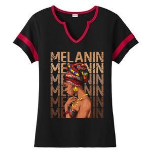 Black Strong  Afro Love Melanin African American Ladies Halftime Notch Neck Tee