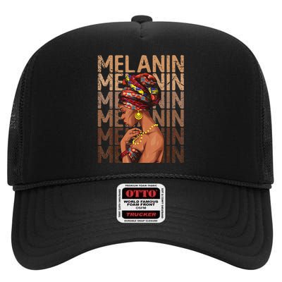 Black Strong  Afro Love Melanin African American High Crown Mesh Back Trucker Hat