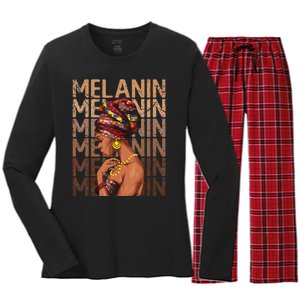 Black Strong  Afro Love Melanin African American Women's Long Sleeve Flannel Pajama Set 