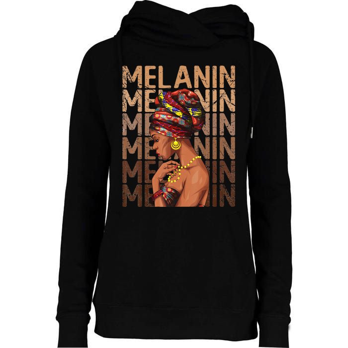 Black Strong  Afro Love Melanin African American Womens Funnel Neck Pullover Hood