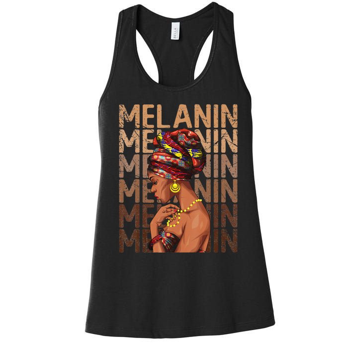 Black Strong  Afro Love Melanin African American Women's Racerback Tank