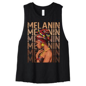 Black Strong  Afro Love Melanin African American Women's Racerback Cropped Tank