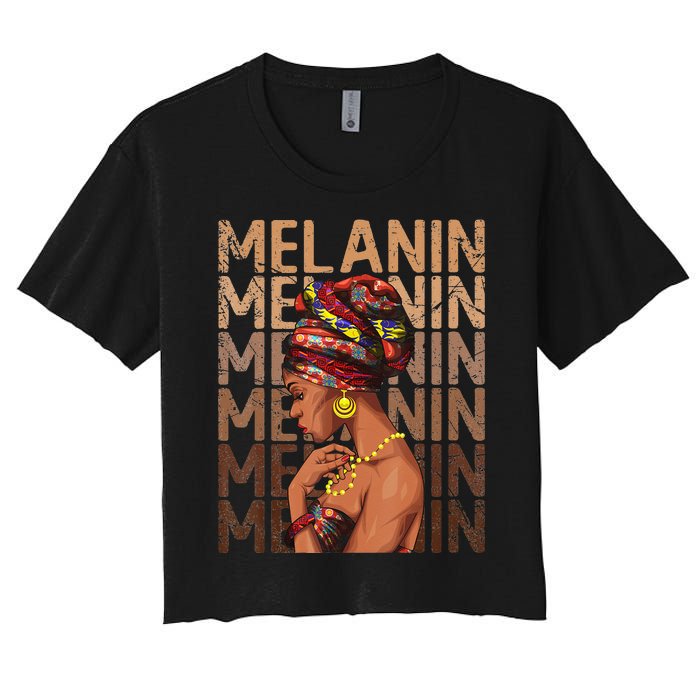 Black Strong  Afro Love Melanin African American Women's Crop Top Tee