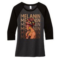 Black Strong  Afro Love Melanin African American Women's Tri-Blend 3/4-Sleeve Raglan Shirt