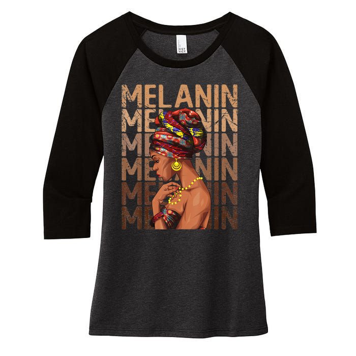 Black Strong  Afro Love Melanin African American Women's Tri-Blend 3/4-Sleeve Raglan Shirt