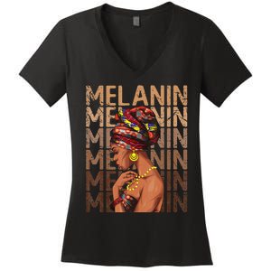 Black Strong  Afro Love Melanin African American Women's V-Neck T-Shirt