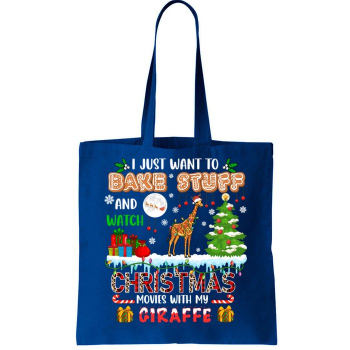 Bake Stuff And Watch Xmas Movies With My Giraffe Santa Lover Gift Tote Bag