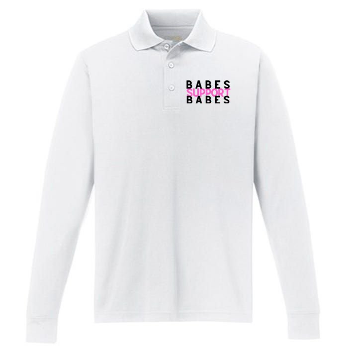 Babes Support Babes Mama Moms Performance Long Sleeve Polo