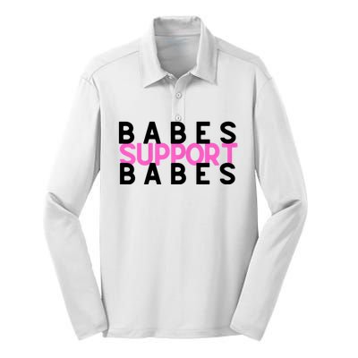 Babes Support Babes Mama Moms Silk Touch Performance Long Sleeve Polo