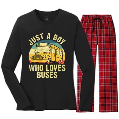 Best School Bus For Yellow Bus Lover Buses Women's Long Sleeve Flannel Pajama Set 