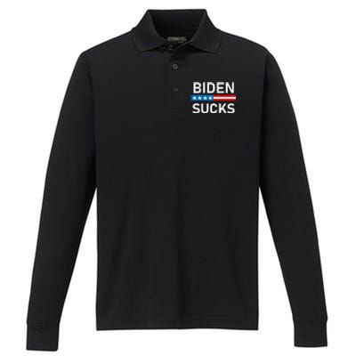 Biden Sucks Performance Long Sleeve Polo