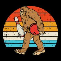 Bigfoot Sasquatch Bowling Retro Bowler Team Flat Bill Trucker Hat