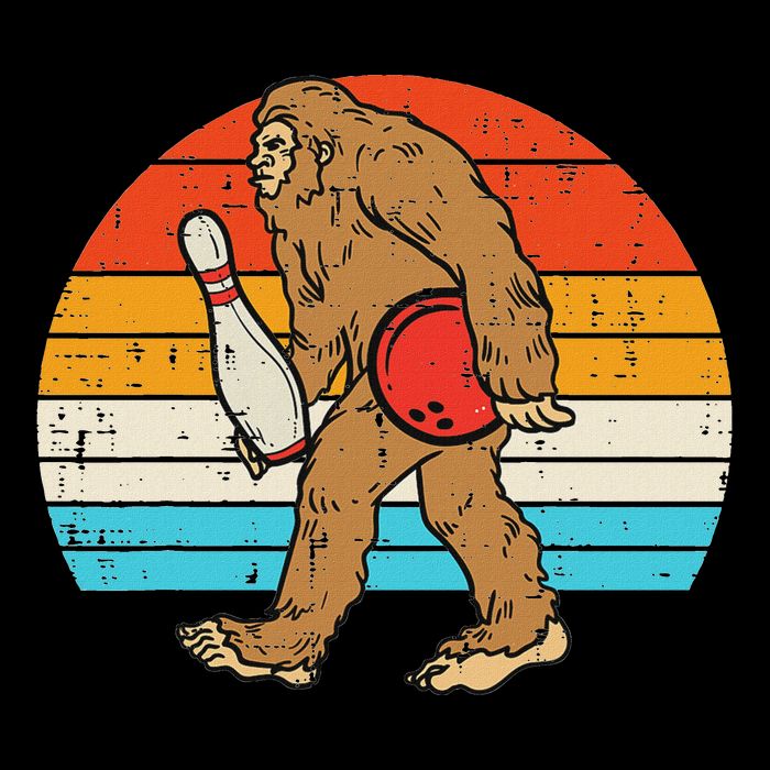 Bigfoot Sasquatch Bowling Retro Bowler Team Flat Bill Trucker Hat