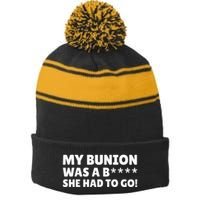 Bunion Surgery Stripe Pom Pom Beanie