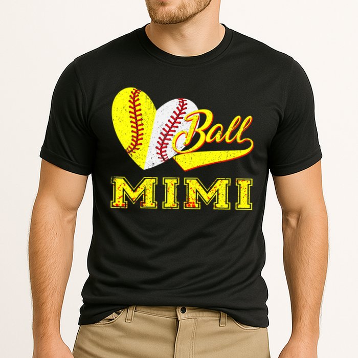 Baseball Softball Ball Heart Mimi Mother's Day Cooling Performance Crew T-Shirt