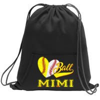 Baseball Softball Ball Heart Mimi Mother's Day Sweatshirt Cinch Pack Bag