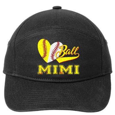 Baseball Softball Ball Heart Mimi Mother's Day 7-Panel Snapback Hat