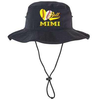 Baseball Softball Ball Heart Mimi Mother's Day Bucket Hat