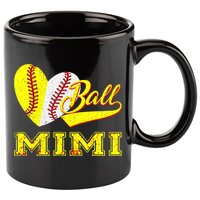 Baseball Softball Ball Heart Mimi Mother's Day 11oz C Handle Ceramic Mug