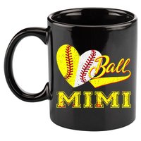 Baseball Softball Ball Heart Mimi Mother's Day 11oz C Handle Ceramic Mug