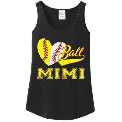 Baseball Softball Ball Heart Mimi Mother's Day Ladies Essential Tank