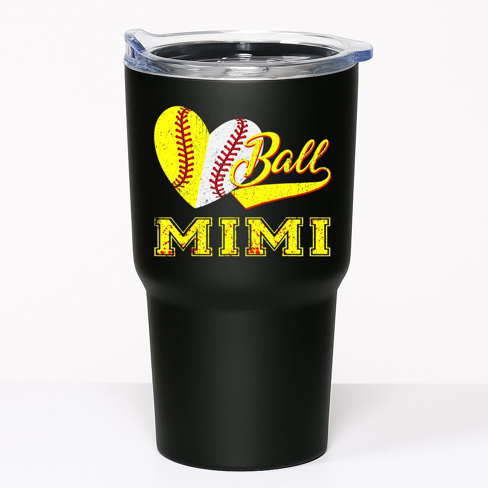 Baseball Softball Ball Heart Mimi Mother's Day Tumbler