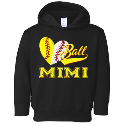 Baseball Softball Ball Heart Mimi Mother's Day Toddler Hoodie