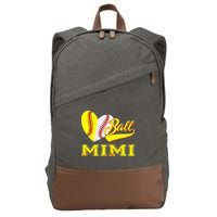 Baseball Softball Ball Heart Mimi Mother's Day Cotton Canvas Backpack