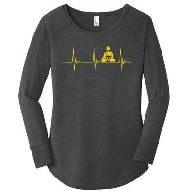 Buddha Statue Buddhist Heartbeat Ekg Pulse Zen Yoga Buddhism Women's Perfect Tri Tunic Long Sleeve Shirt