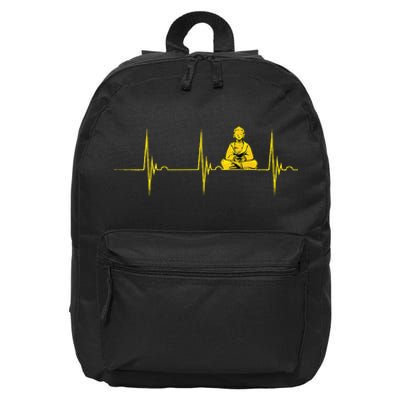 Buddha Statue Buddhist Heartbeat Ekg Pulse Zen Yoga Buddhism 16 in Basic Backpack