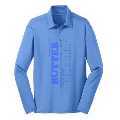 Butter Stick Blue Funny Silk Touch Performance Long Sleeve Polo