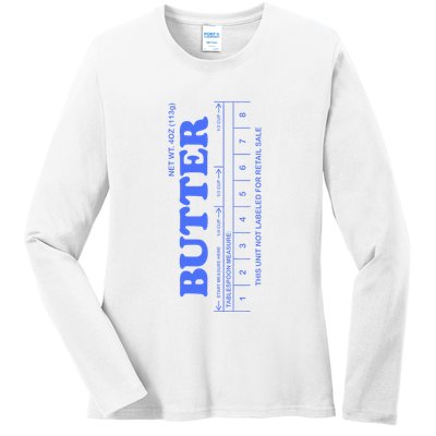 Butter Stick Blue Funny Ladies Long Sleeve Shirt