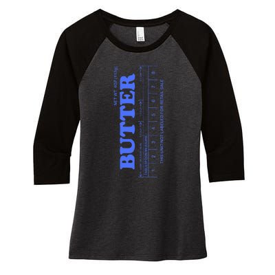 Butter Stick Blue Funny Women's Tri-Blend 3/4-Sleeve Raglan Shirt