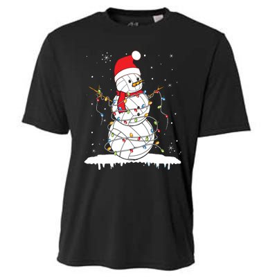 Baseball Snowman Balls Snow Christmas Xmas Cooling Performance Crew T-Shirt