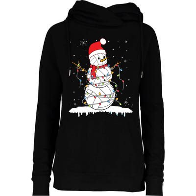 Baseball Snowman Balls Snow Christmas Xmas Womens Funnel Neck Pullover Hood