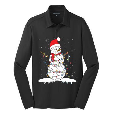 Baseball Snowman Balls Snow Christmas Xmas Silk Touch Performance Long Sleeve Polo