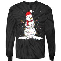 Baseball Snowman Balls Snow Christmas Xmas Tie-Dye Long Sleeve Shirt