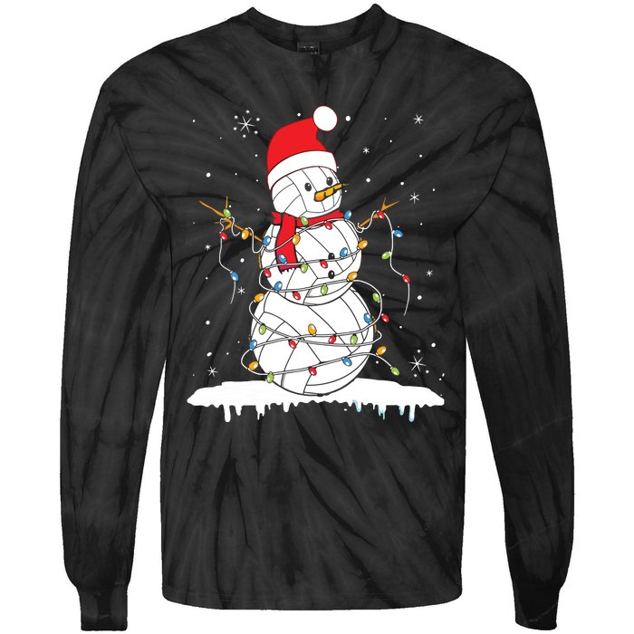 Baseball Snowman Balls Snow Christmas Xmas Tie-Dye Long Sleeve Shirt