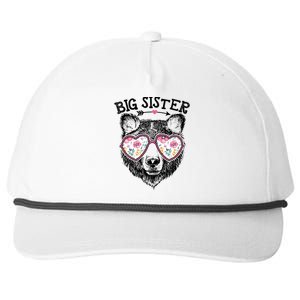 Big Sister Bear Mom Grandma Cute Floral Happy MotherS Day Gift Snapback Five-Panel Rope Hat