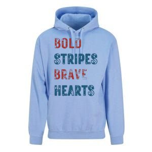 Bold Stripes Brave Hearts 4th Of July Unisex Surf Hoodie