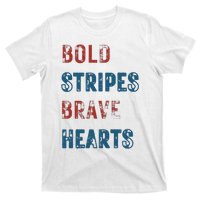 Bold Stripes Brave Hearts 4th Of July T-Shirt