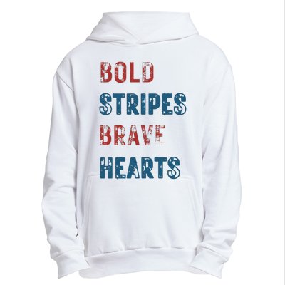 Bold Stripes Brave Hearts 4th Of July Urban Pullover Hoodie