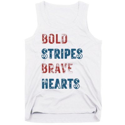 Bold Stripes Brave Hearts 4th Of July Tank Top